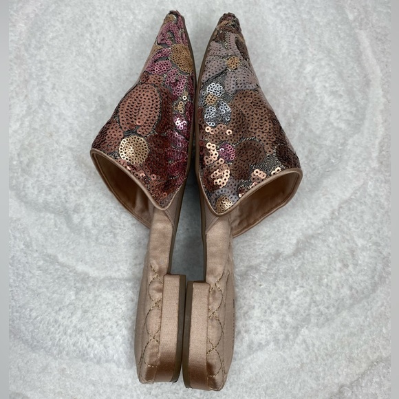 Birdies The Dove Pink Petal Sequin Slides Shoes Flats Women’s Size 8.5 EUC - Picture 8 of 12